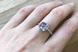 1.5ct Cushion Cut Blue Aquamarine Engagement Ring Bezel Set 14k WhiteGold Finish