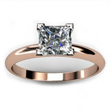 0.7ct Princess Cut VVS1D Diamond Solitaire Engagement Ring 14k Rose Gold Finish