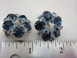 3ct Round Cut Blue Sapphire Flower Design Stud Earrings 14k White Gold Finish