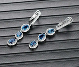 2.9ct Drop Earrings Oval Cut London Blue Topaz Dangling 14k White Gold Finish