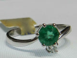 2ct Round Cut Green Emerald Two Stone Bypass Engagement Ring 14k White Gold Over