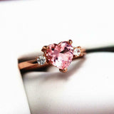 1ct Heart Cut Morganite Engagement Ring Diamond Accent Trilogy 14k RoseGold Over