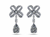 1ct Pear Cut VVS1 Diamond Bow Tie Stud Drop Earrings Women 14k White Gold Finish