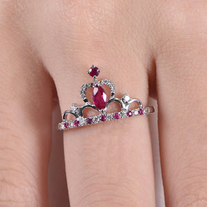 1.4ct Marquise Cut Pink Ruby Crown Promise Engagement Ring 14k White Gold Finish