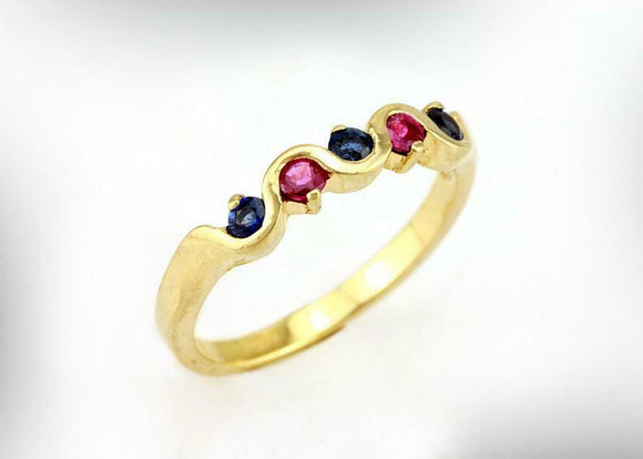 1ct Round Cut Pink Ruby Sapphire Stackable Wedding Band 14k Yellow Gold Finish