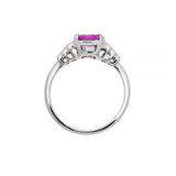 2ct Cushion Cut Pink Sapphire Engagement Ring Baguette Accent 14k WhiteGold Over