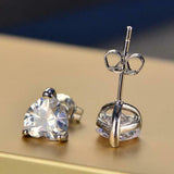 1.5ct Stud Earrings Heart Cut Diamond Solitaire Women 14k White Gold Finish