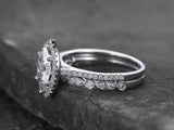 2ct Pear Cut Diamond Vintage Bridal Wedding Set Band Ring 14k White Gold Finish