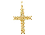 2ct Round Cut VVS1D Diamond Pendant Cluster Cross 14k YellowGold Finish NO CHAIN