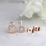 1ct Round Cut Moissanite Lock Key Design Stud Earrings 14k White Gold Plated