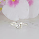 1.7ct Oval Cut Diamond Engagement Ring Floral Stylish Halo 14k White Gold Finish