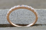 1ct Baguette Cut Diamond Wedding Band 14k Rose Gold Finish Dainty Half Eternity