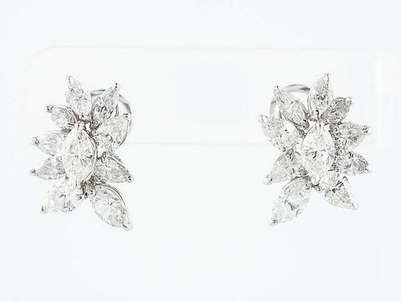 2ct Marquise Cut Diamond Floral Cluster Women Stud Earrings 14k White Gold Over