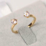 1ct Round Cut Peach Morganite Wedding Band Two Stone Open 14k Yellow Gold Finish