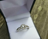 1.1ct Round Cut VVS1D Diamond Engagement Ring Halo Promise 14k White Gold Finish