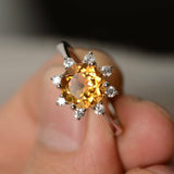 1.5ct Round Cut Yellow Citrine Solitaire Engagement Ring 14k White Gold Finish