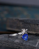 1ct Trillion Blue Tanzanite Engagement Ring 14k White Gold Finish Butterfly Cuff