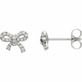 0.5ct Round Cut VVS1 Diamond Bow Knot Stud Earrings Women 14k White Gold Finish