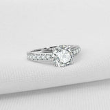 2.6ct Round Cut VVS1D Diamond Solitaire with Accents Ring 14k White Gold Finish