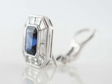 2ct Emerald Cut Blue Sapphire Diamond Halo Stud Earrings 14k White Gold Finish