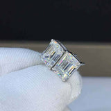 2.2ct Emerald Cut Diamond Solitaire Women Stud Earrings 14k White Gold Finish