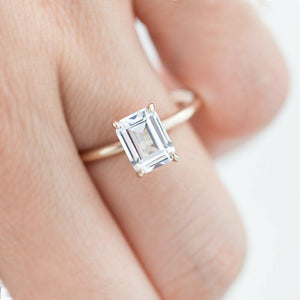 1ct Emerald Cut Diamond Classic Proposal Solitaire Ring 14k Yellow Gold Finish