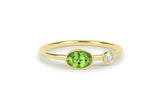 1ct Oval Green Peridot Two Stone Minimalist Engagement Ring 14k Yellow Gold Over