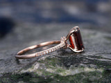 1.4Ct Emerald Cut Red Garnet Solitaire Engagement Ring 14K Rose Gold Finish