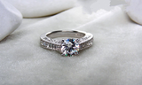 2ct Round Cut VVS1 Diamond Engagement Ring 18k White Gold Finish Antique Vintage