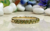 1.2ct Wedding Band Round Cut Green Peridot Half Eternity 14k Yellow Gold Finish