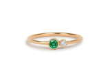 0.44ct Round Cut Green Emerald Two Stone Minimalist Ring 14k Yellow Gold Finish