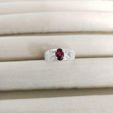 1.2ct Engagement Ring Oval Cut Pink Ruby Filigree 14k White Gold Finish