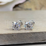 1ct Cushion Cut Simulated Diamond Solitaire Stud Earrings 14k White Gold Plated