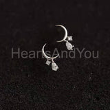 1ct Pear Simulated Diamond Moon Minimalist Drop Earrings 14k Yellow Gold Plated