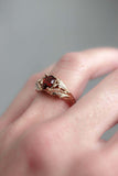 1ct Pear Cut Red Garnet Engagement Ring Floral Petal Leaf 14k Rose Gold Finish