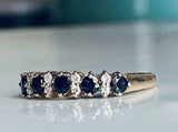 3ct Round Cut Blue Sapphire Diamond Petite Half Eternity Band 14k WhiteGold Over