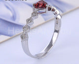 0.6ct Heart Cut Simulated Red Garnet Solitaire Accents Ring 14k WhiteGold Plated