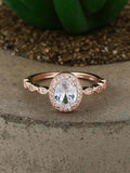 1.3ct Oval Cut VVS1D Diamond Engagement Ring Vintage Halo 14k Rose Gold Finish