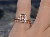 1.4ct Oval Cut Peach Morganite Engagement Ring 14k Rose Gold Finish Bridal Set