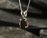 2ct Red Garnet Pendant Oval Cut Solitaire Women 14k White Gold Finish NO CHAIN