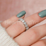 1.5ct Heart Cut Simulated Diamond Eternity Wedding Band 14k White Gold Plated