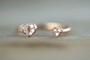 0.7ct Round Cut Diamond Engagement Ring Open Heart Dainty 14k Rose Gold Finish