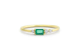 0.75ct Green Emerald Cut Diamond Petite Minimalist Ring 14k Yellow Gold Finish