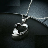 0.5ct Round Cut Diamond Pendant with Chain Heart Shape 14k White Gold Finish