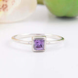 0.4ct Princess Cut Purple Amethyst Engagement Ring Solitaire 14k White Gold Over