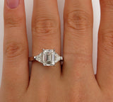 5Ct Emerald Cut Diamond Solitaire Ring 18K White Gold Finish Calf Head Accents