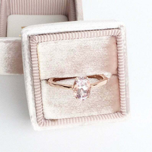 1.2ct Oval Cut Morganite Engagement Ring 6 Prong Solitaire 14k Rose Gold Finish