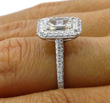 2.5Ct Emerald Cut Diamond Halo Solitaire Engagement Ring 18K White Gold Finish