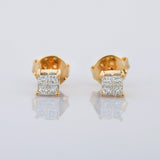 1.2ct Princess Cut Diamond Elegant Square Stud Earrings 14k Yellow Gold Finish