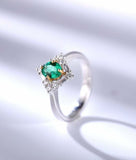 1.5ct Oval Cut Green Emerald Engagement Ring Diamond Halo 18k White Gold Finish